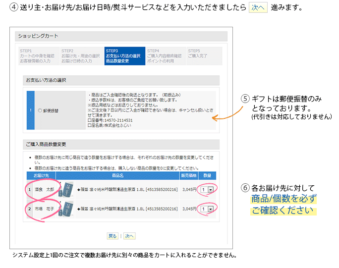 ギフト配送詳細