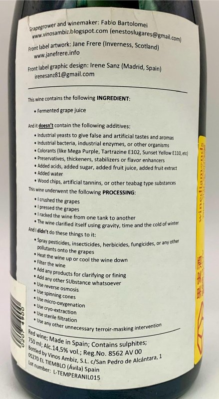 画像3: ヴィーノ アンビズ　ティエンブロ テンプラニーリョ 2015　(赤) (3)